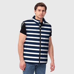 Мужской жилет Широкие тёмно-синие полосы, цвет: 3D-светло-серый — фото 2