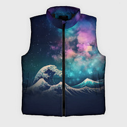 Мужской жилет Космическая Большая волна в Канагаве, цвет: 3D-черный