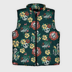 Мужской жилет Скелеты и черепа среди цветов