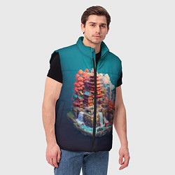 Мужской жилет Японский пейзаж а изометрии, цвет: 3D-черный — фото 2