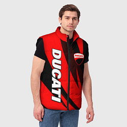 Мужской жилет Ducati - красные волны, цвет: 3D-черный — фото 2
