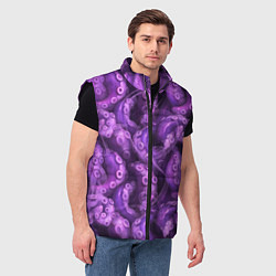 Мужской жилет Фиолетовые щупальца и дым, цвет: 3D-черный — фото 2