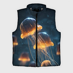 Мужской жилет Люминисцентные медузы, цвет: 3D-светло-серый