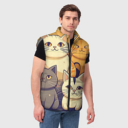 Мужской жилет Кошачий принт от нейросети, цвет: 3D-светло-серый — фото 2