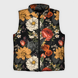 Мужской жилет Цветочный паттерн на черном, цвет: 3D-черный