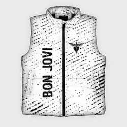 Мужской жилет Bon Jovi glitch на светлом фоне: надпись, символ, цвет: 3D-черный