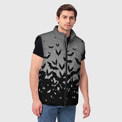 Мужской жилет Серый фон и летучие мыши, цвет: 3D-черный — фото 2