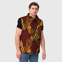 Мужской жилет Hot Flames - паттерн, цвет: 3D-черный — фото 2