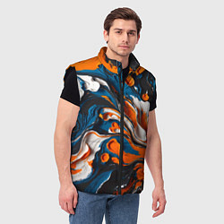 Мужской жилет Акриловые краски - оранжевые, цвет: 3D-черный — фото 2