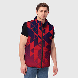 Мужской жилет Сине-красный геометрия градиент, цвет: 3D-черный — фото 2