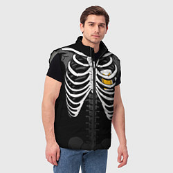 Мужской жилет Скелет: ребра и кружка пива, цвет: 3D-светло-серый — фото 2