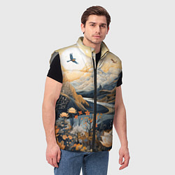 Мужской жилет Солнечное утро в цветущих горах, цвет: 3D-светло-серый — фото 2