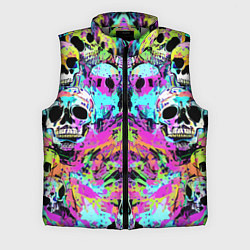 Мужской жилет Зеркальный паттерн из черепов - поп-арт, цвет: 3D-светло-серый