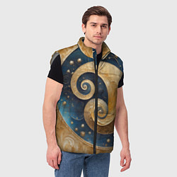 Мужской жилет Синий золотой декоративный орнамент, цвет: 3D-светло-серый — фото 2