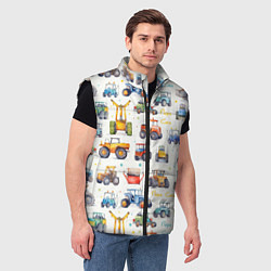 Мужской жилет Акварельные тракторы - детский паттерн, цвет: 3D-черный — фото 2