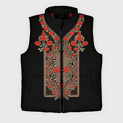 Мужской жилет Растительный цветочный орнамент - красные розы на, цвет: 3D-красный