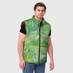 Мужской жилет Абстрактный зеленый мрамор с золотым, цвет: 3D-красный — фото 2