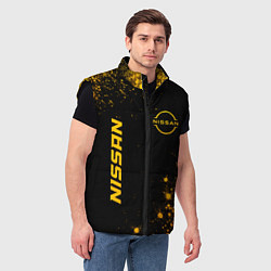 Мужской жилет Nissan - gold gradient: надпись, символ, цвет: 3D-черный — фото 2