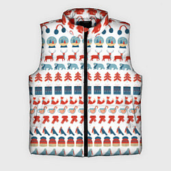 Мужской жилет Зимний новогодний принт с оленями подарками, цвет: 3D-красный