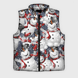 Мужской жилет Зимний паттерн со снеговиками, цвет: 3D-черный