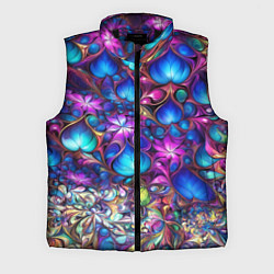 Мужской жилет Абстракция синие листья и фиолетовый цветы