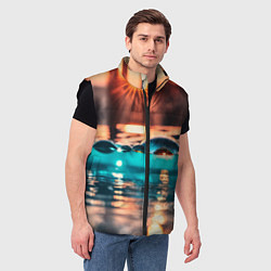 Мужской жилет Поверхность воды на закате макро, цвет: 3D-черный — фото 2