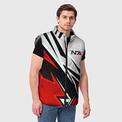Мужской жилет N7 mass effect - white and red, цвет: 3D-светло-серый — фото 2