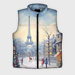 Мужской жилет Новогодний Париж, цвет: 3D-светло-серый