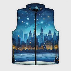 Мужской жилет Новогодний зимний пейзаж, цвет: 3D-светло-серый