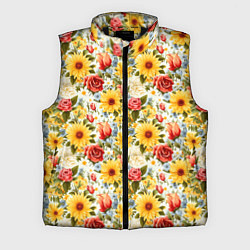 Мужской жилет Паттерн из желтых и красных цветов