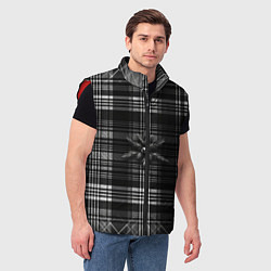 Мужской жилет Черно-белая шотландская клетка, цвет: 3D-красный — фото 2