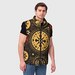 Мужской жилет Узор в славянском стиле на тёмном фоне, цвет: 3D-черный — фото 2