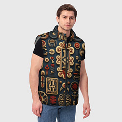 Мужской жилет Абстрактный паттерн в славянском стиле, цвет: 3D-светло-серый — фото 2