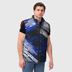 Мужской жилет Киберпанк линии белые и синие, цвет: 3D-красный — фото 2