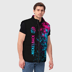 Мужской жилет Nickelback - neon gradient по-вертикали, цвет: 3D-черный — фото 2