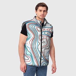 Мужской жилет Линии карандашом абстракция бело-голубой, цвет: 3D-светло-серый — фото 2
