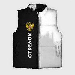 Мужской жилет Стрелок из России и герб РФ по-вертикали, цвет: 3D-черный