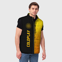 Мужской жилет Coldplay - gold gradient по-вертикали, цвет: 3D-черный — фото 2