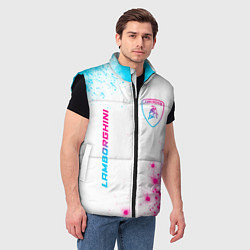 Мужской жилет Lamborghini neon gradient style вертикально, цвет: 3D-черный — фото 2