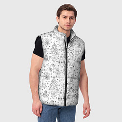 Мужской жилет Черно-белый новогодний патерн, цвет: 3D-черный — фото 2