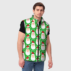 Мужской жилет Дед Мороз на зеленом фоне, цвет: 3D-черный — фото 2