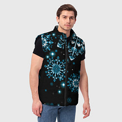 Мужской жилет Кружение снежинок, цвет: 3D-черный — фото 2