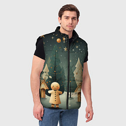 Мужской жилет Снежный городок с горками, цвет: 3D-черный — фото 2