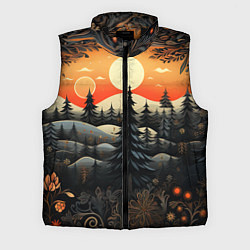 Мужской жилет Зимний лес в ожидании праздника, цвет: 3D-черный