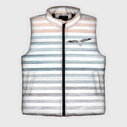 Мужской жилет Море скрытое в полосках тельняшки чайка, цвет: 3D-черный