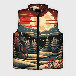 Мужской жилет Зимнее настроение новогодний рисунок, цвет: 3D-черный