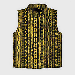 Мужской жилет Африканские узоры жёлтый на чёрном