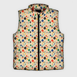 Мужской жилет Разноцветные ёлочные игрушки, цвет: 3D-красный