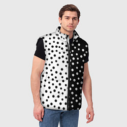 Мужской жилет Две половины чёрный и белый горошек, цвет: 3D-черный — фото 2