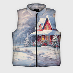 Мужской жилет Новогодний снежный дом